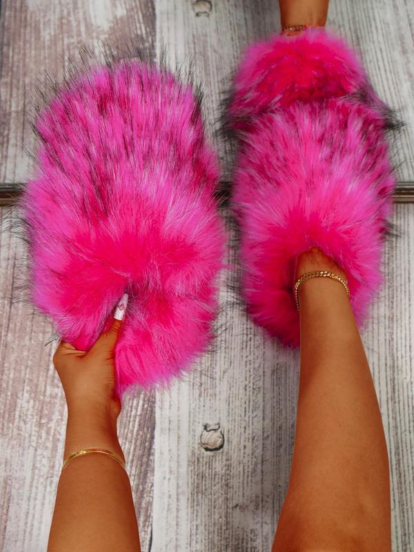 Women's Fluffy Slippers, Fall Soft Plush Luxury Designer Womens Shoes, Warm & Cozy Bedroom House Slides Slippers for Fall & Winter 2024, Walking Shoes, Footwear Fur Funny House Slippers