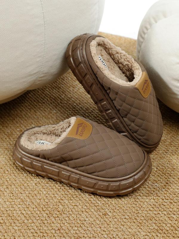 Men's Casual Plain Quilted Design Slippers, Soft Comfortable Home Slippers, Warm Slippers for Indoor & Outdoor Use for Fall & Winter