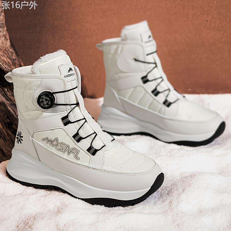 Men's All-Season Snow Boots - Fashion Sports Casual - Solid Color - Round Toe Short Boots with Rubber Sole - Fabric Upper & Lining - Versatile for Hiking, Outdoor, Camping - Innovative Closure System Boy Walking Shoes Footwear Closed Footwear Closed  Bota