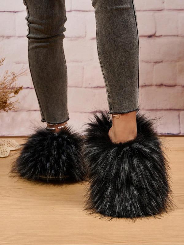 Women's Fluffy Slippers, Fall Soft Plush Luxury Designer Womens Shoes, Warm & Cozy Bedroom House Slides Slippers for Fall & Winter 2024, Walking Shoes, Footwear Fur Funny House Slippers