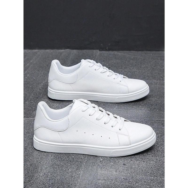 Men's Stylish Slip-Resistant Simple Casual Sneakers For Sports And Students, White