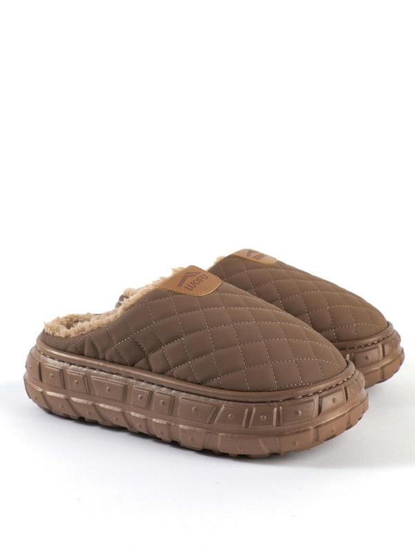 Men's Casual Plain Quilted Design Slippers, Soft Comfortable Home Slippers, Warm Slippers for Indoor & Outdoor Use for Fall & Winter