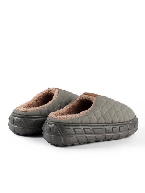 Men's Casual Plain Quilted Design Slippers, Soft Comfortable Home Slippers, Warm Slippers for Indoor & Outdoor Use for Fall & Winter