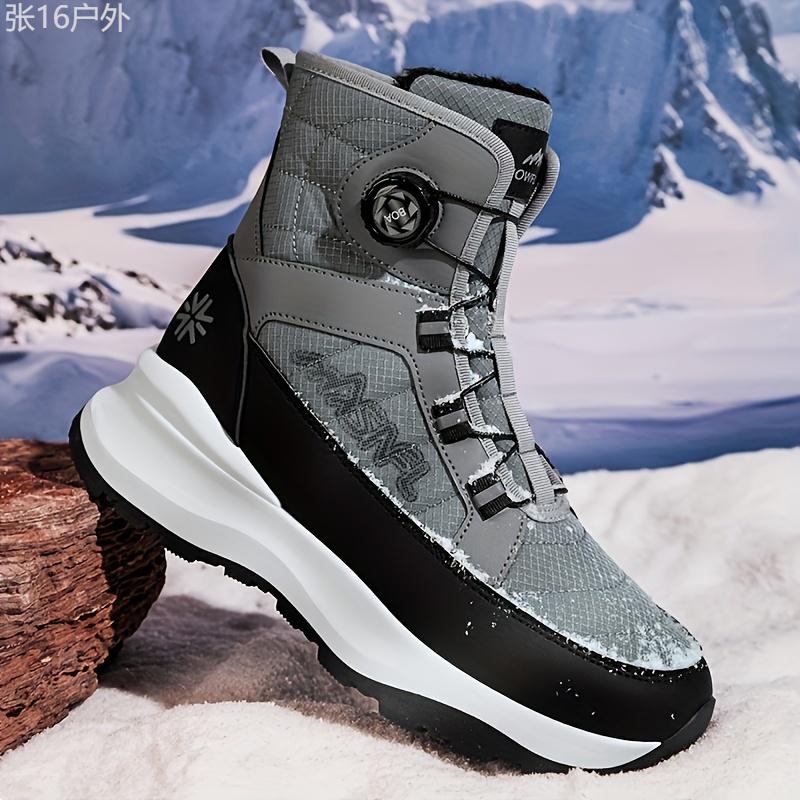 Men's All-Season Snow Boots - Fashion Sports Casual - Solid Color - Round Toe Short Boots with Rubber Sole - Fabric Upper & Lining - Versatile for Hiking, Outdoor, Camping - Innovative Closure System Boy Walking Shoes Footwear Closed Footwear Closed  Bota