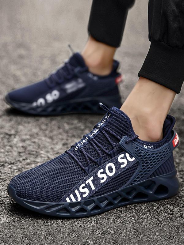 Men's Fashionable Letter Print Lace Up Low Top Sneakers, Casual Breathable Comfortable Sports Running Shoes, Male All-match Round Toe Shoes for Daily Wear