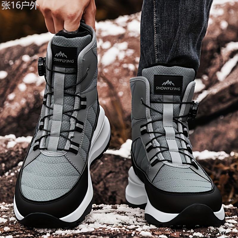 Men's All-Season Snow Boots - Fashion Sports Casual - Solid Color - Round Toe Short Boots with Rubber Sole - Fabric Upper & Lining - Versatile for Hiking, Outdoor, Camping - Innovative Closure System Boy Walking Shoes Footwear Closed Footwear Closed  Bota