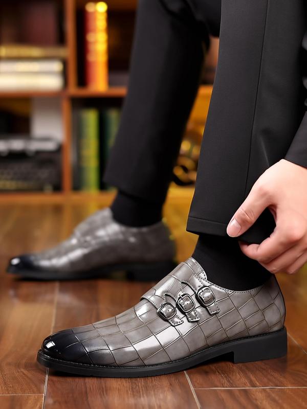 Men's 1 Pair Ombre Crocodile Embossed Pu Leather Slip on Dress Shoes for Banquet & Wedding Party, Business Formal Occasion Shoes