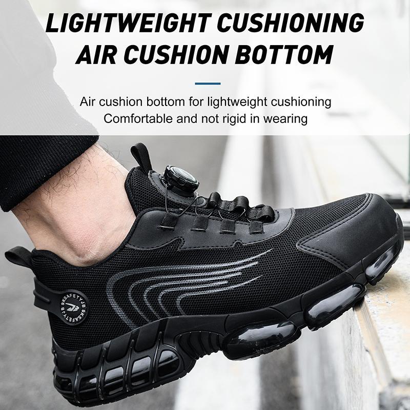 Men Women Steel Toe Safety Shoes Rotating Push Button Puncture Proof Work Sneakers Breathable Anti-smash Anti-stab Construction Security Shoes