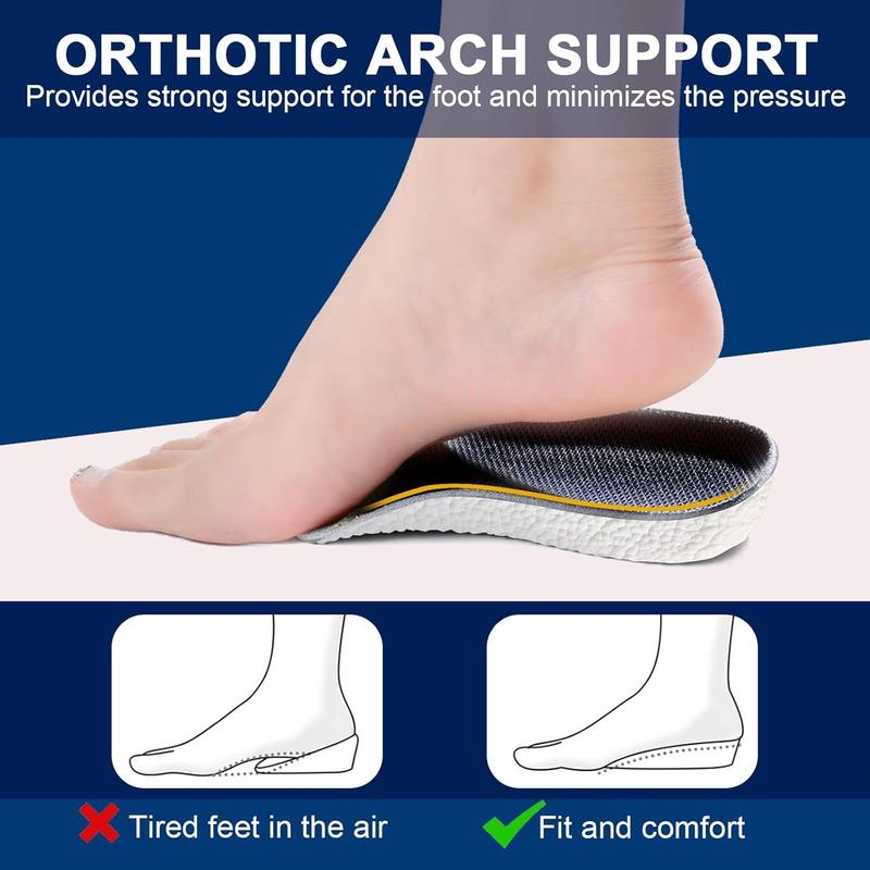 Orthopedic High Pads, Arch Support Height Increase Insoles for Leg Length Discrepancy, Shock Absorption Heel Lifts Shoe Insert for Men and Women