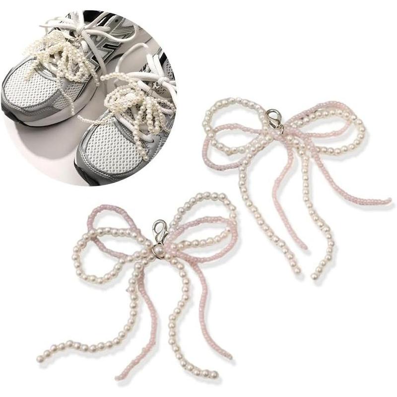 shoes elegant buckle pearl beaded chain for women bowknot shoe decoration charms for sneakers dress shoe lace charms shoe accessories for wedding gift