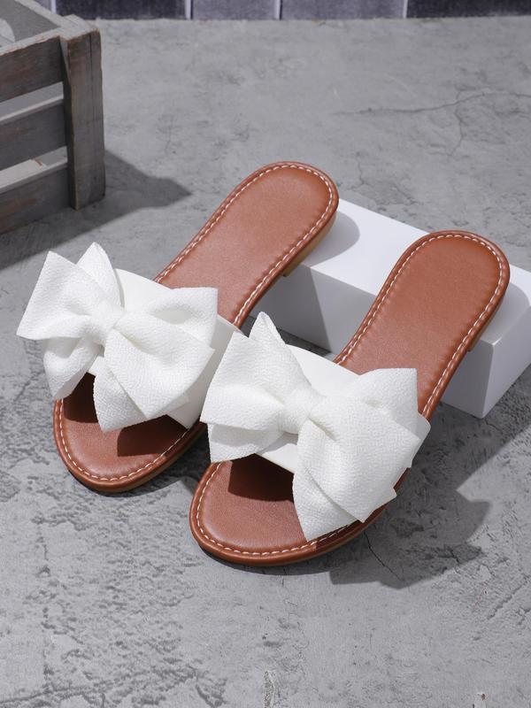 Women's Bow Decorated Slip on Sandals, Casual New Trendy Flat Sandals for Summer, All-match Beach Sandals for Daily Wear