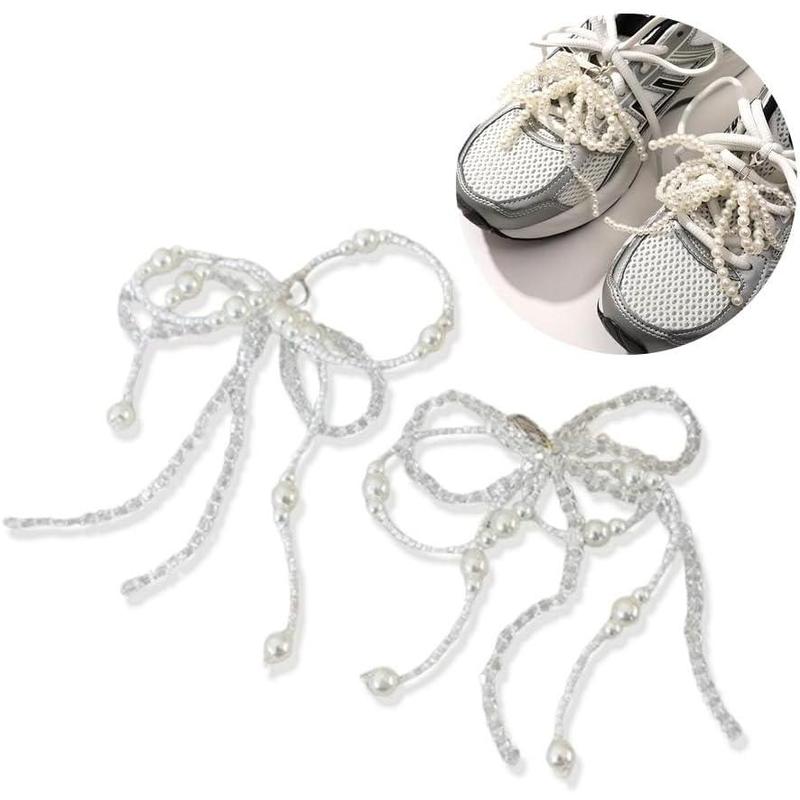 shoes elegant buckle pearl beaded chain for women bowknot shoe decoration charms for sneakers dress shoe lace charms shoe accessories for wedding gift