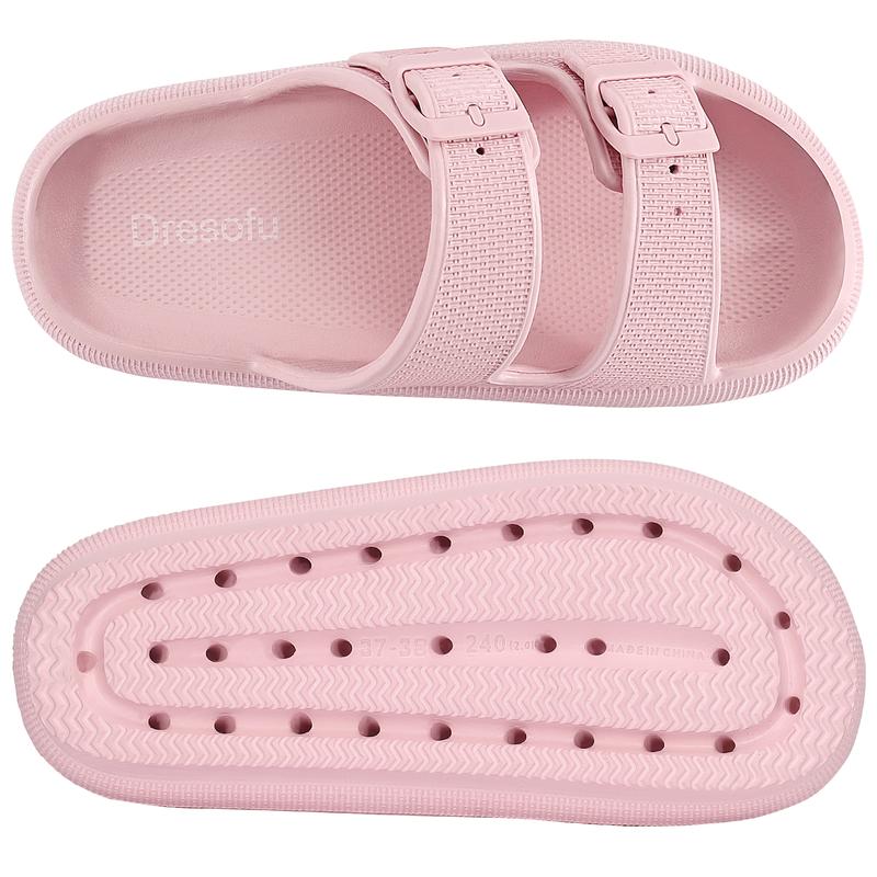 Sandals for Women and Men - Pillow Slippers - Double Buckle Adjustable Slides - EVA Flat Sandals Girl Footwear