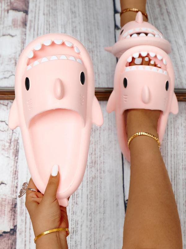 Women's Summer Cute Colorblock Shark Design Slippers Shoes, Summer 2024 Casual Trendy Slide Sandals, Novelty Soft Slippers for Indoor & Outdoor Activities