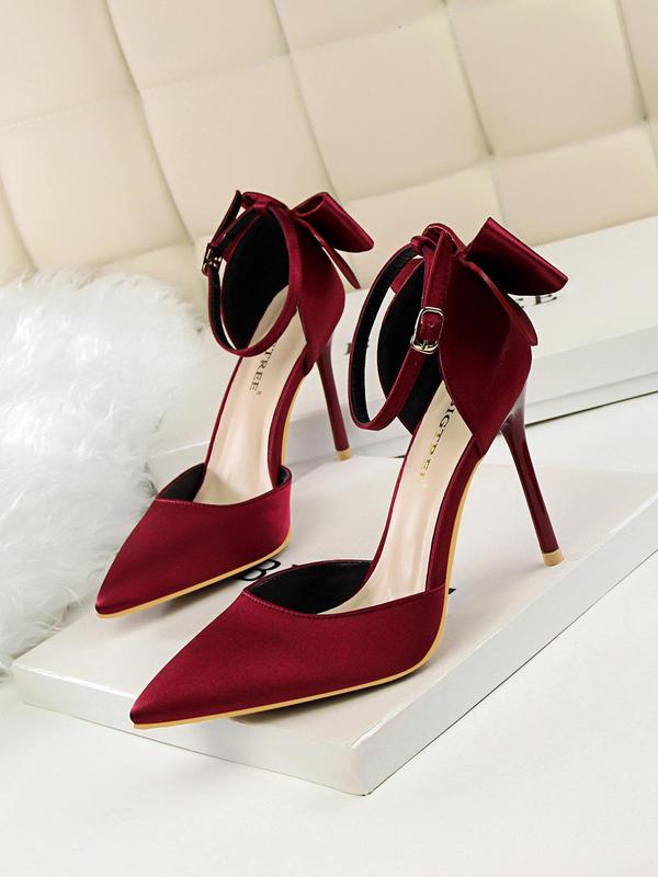 Women's Elegant Bowknot Design Stiletto Heels, Fashionable Pointed Toe High Heels for Party, Daily Wear for Women & Girls