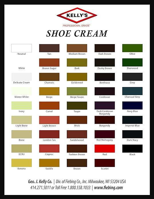 Shoe Polish 1.5 oz - Professional Grade Shoe Cream - Condition, Recolor, Polish Leather - Multiple Colors Available Footwear Comfort