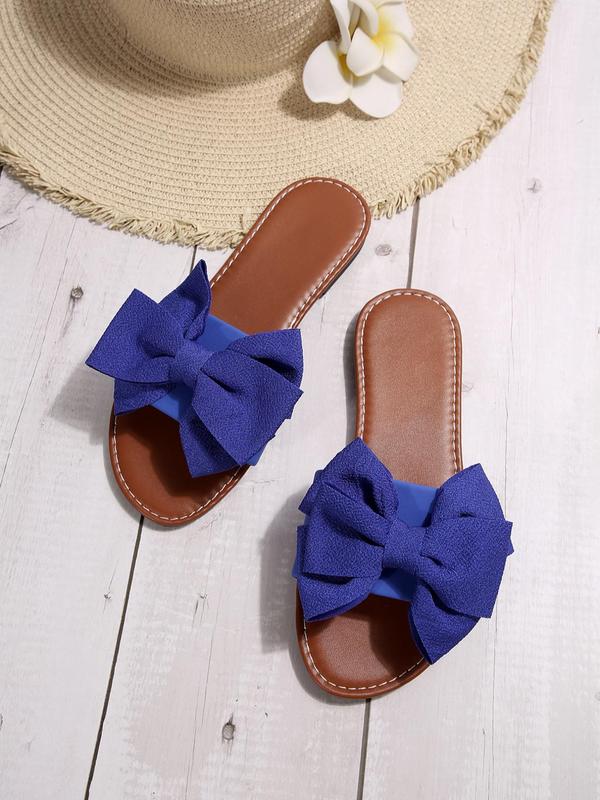 Women's Bow Decorated Slip on Sandals, Casual New Trendy Flat Sandals for Summer, All-match Beach Sandals for Daily Wear