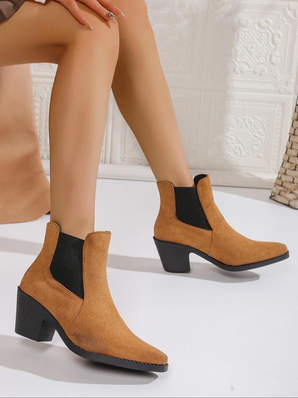 Women's Fashionable Solid Color Ankle Boots, Elegant Pointed Toe High Heel Boots for Daily Wear, Female All-match Shoes for Daily Wear