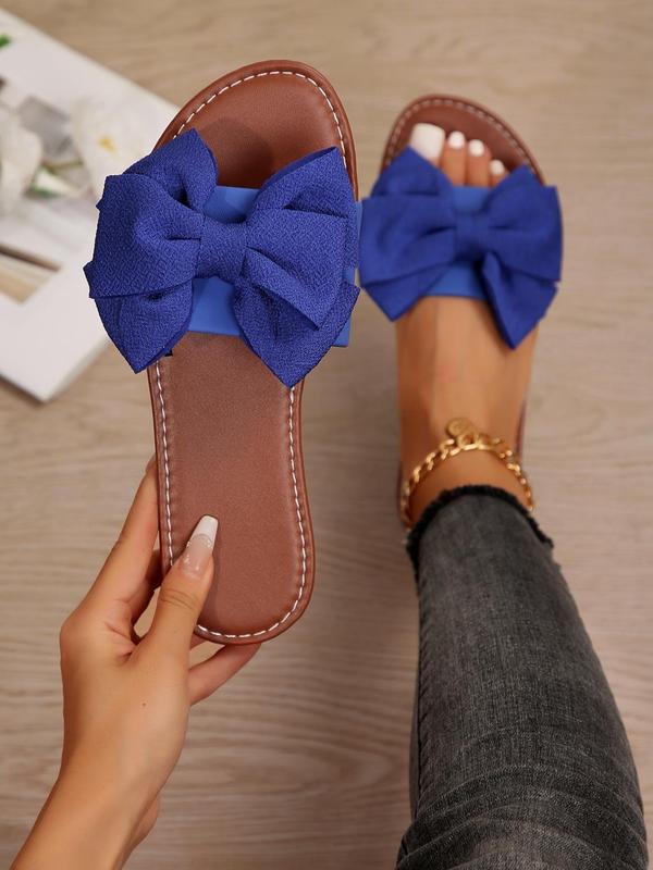 Women's Bow Decorated Slip on Sandals, Casual New Trendy Flat Sandals for Summer, All-match Beach Sandals for Daily Wear