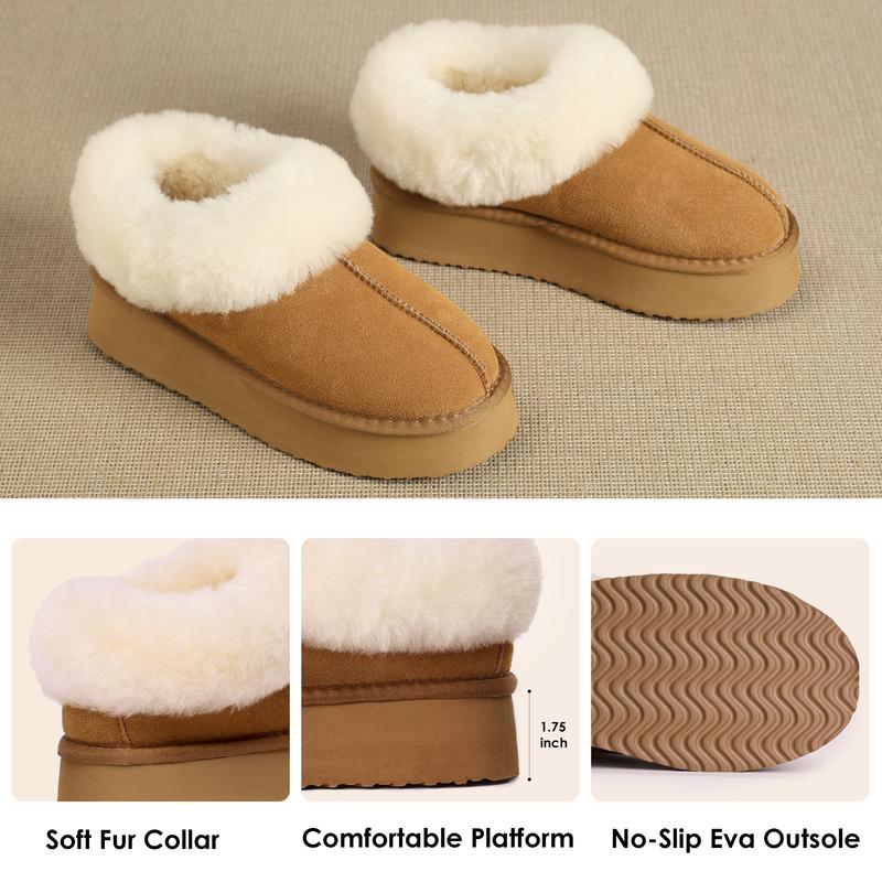 Denim Diva Platform Slippers for Women - Furry Lined Platform Clogs Slippers, Shearling Short Ankle Slippers Boots, Warm Cozy Winter Closed-back Fall Shoes for Indoor Outdoor, Botas