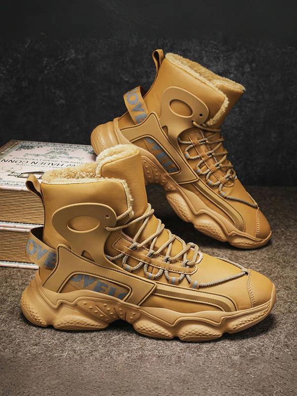 Men's Sporty Lace Up Snow Boots, 2024 New Style Casual Comfortable Warm Ankle Boots for Winter, Male All-match Round Toe Sports Shoes for Daily Wear