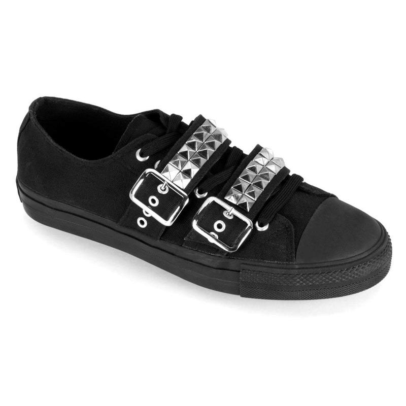 Demonia Men's Deviant-08 Black Canvas Sneakers