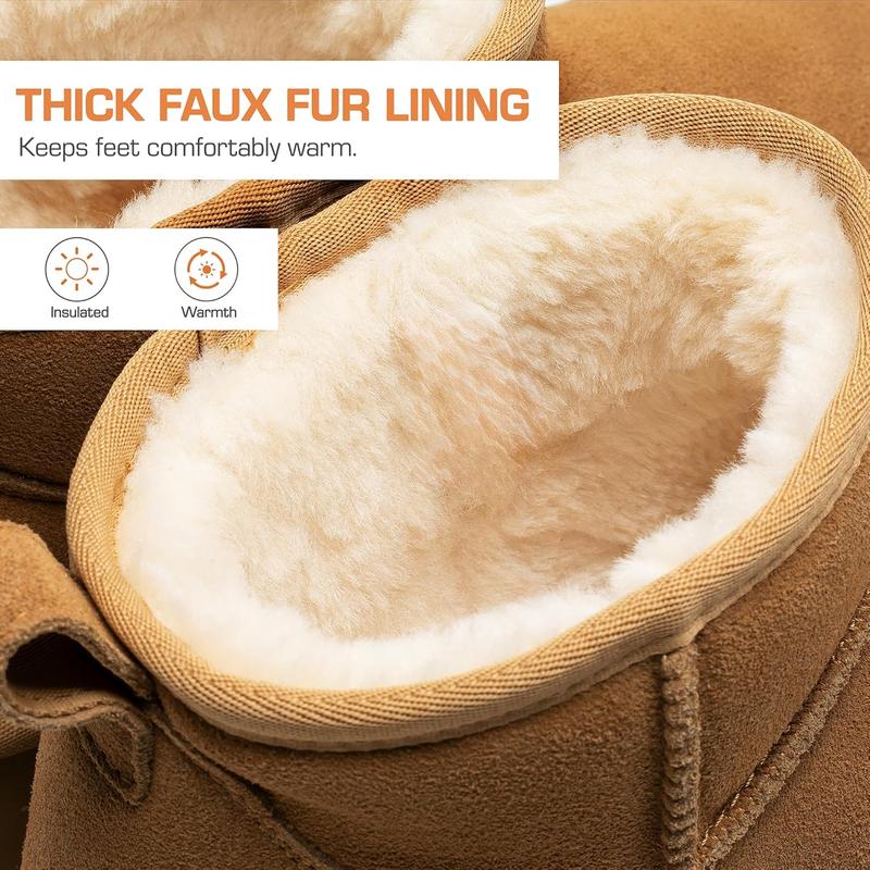 PAIRS Platform Mini Boots for Women Suede Genuine Leather, Classic Winter Ankle Snow Boots with Memory Foam Insole Lightweight Anti-Slip Outsole Outdoor FuzzyClassic