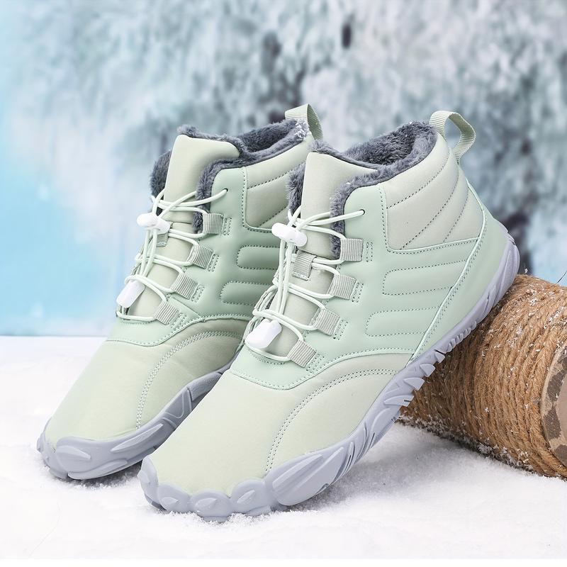 Wide Toe Box Zero Drop Sole Womens Mens Barefoot Boots Minimalist Winter Snow Boots Warm Ankle Booties Slip On Sneakers