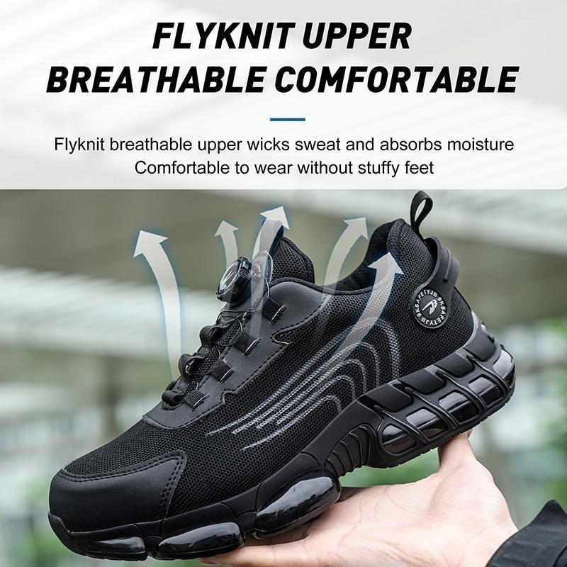 Men Women Steel Toe Safety Shoes Rotating Push Button Puncture Proof Work Sneakers Breathable Anti-smash Anti-stab Construction Security Shoes