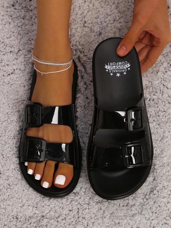 Women's Fashion Double Strap Slides for Gift, Casual  Two Strap Sandals, Comfortable Home Sandals, Summer 2024 Outdoor Beach Shoes, Popular Summer Sandals for Women & Girls