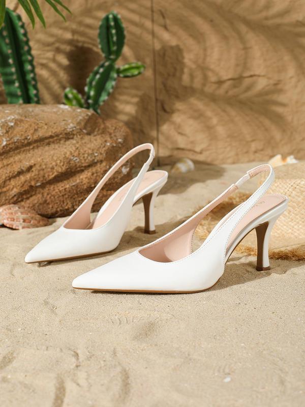 Women's Fashionable Pointed Toe High Heel Shoes, Elegant Solid Color Slip on Shoes, Exquisite Slingback Heels for Women