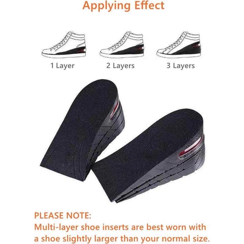 Height Shoe Insoles - Height Increase Insoles 3 Layers, 1.2 to 2.4 Inches Half Length Shoe Lifts, Universal Breathable Non-Slip Taller Shoes Insoles Heel Protector Pads with Air Cushion for Women and Men, 3Cm-6Cm.