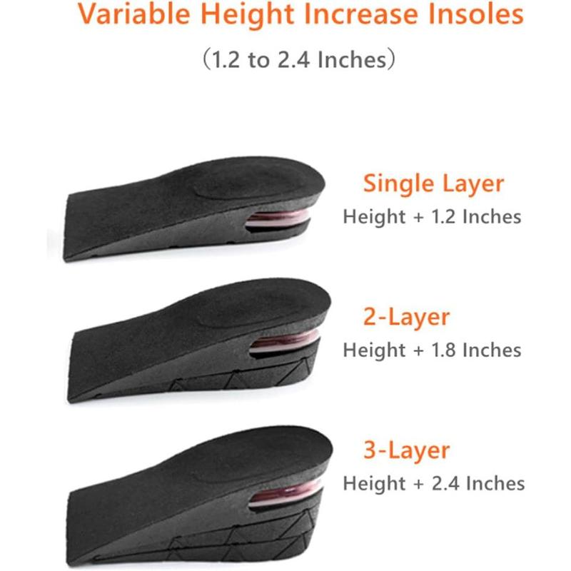 Height Shoe Insoles - Height Increase Insoles 3 Layers, 1.2 to 2.4 Inches Half Length Shoe Lifts, Universal Breathable Non-Slip Taller Shoes Insoles Heel Protector Pads with Air Cushion for Women and Men, 3Cm-6Cm.