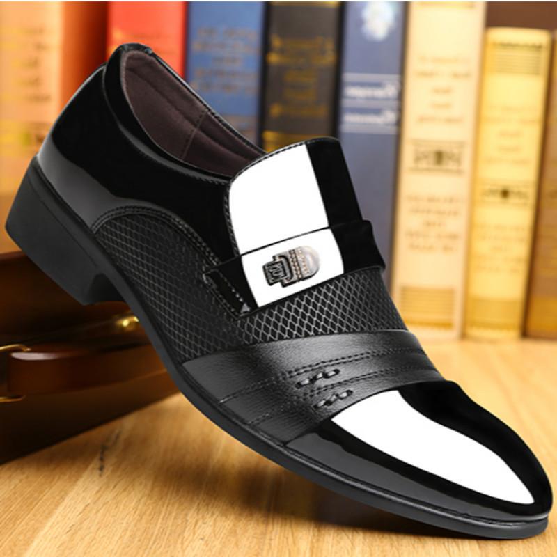 Mens Dress Shoes Leather Shoes Loafers Pointed Lace Up Business Tuxedo Shoes