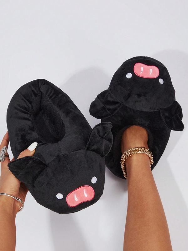 Women's Cute Cartoon Pig Design Plush Slippers, Casual Soft Comfortable Home Slippers, Warm Slippers for Indoor & Outdoor Use for Fall & Winter