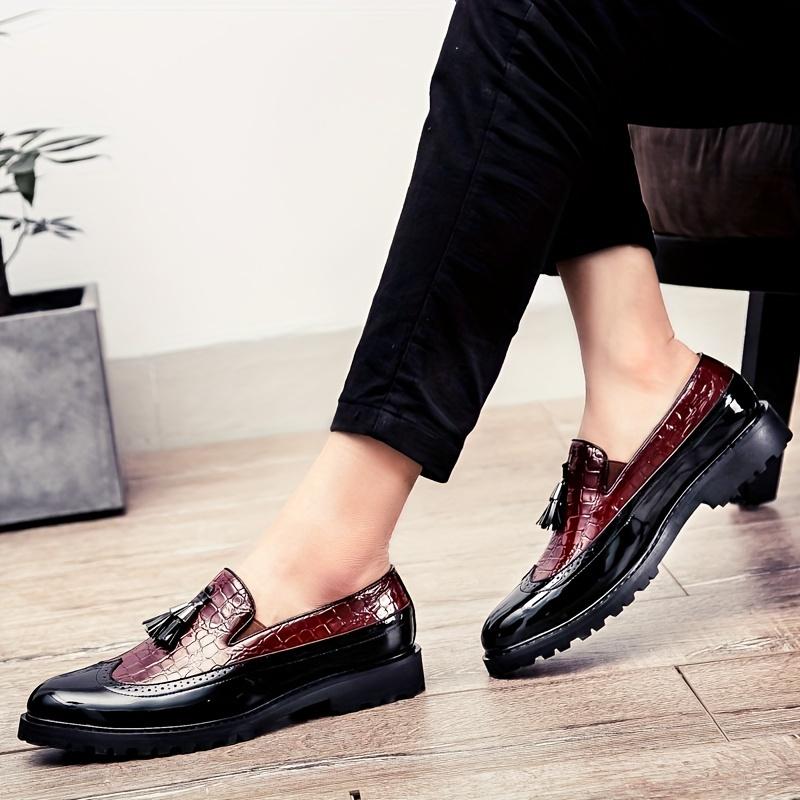 Men's Trendy Retro Tassel Loafer Shoes, Non Slip Low Top Slip On Men's Shoes, Outdoor Indoor Wedding Party Business Trip