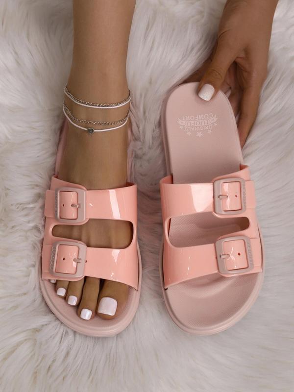 Women's Fashion Double Strap Slides for Gift, Casual  Two Strap Sandals, Comfortable Home Sandals, Summer 2024 Outdoor Beach Shoes, Popular Summer Sandals for Women & Girls