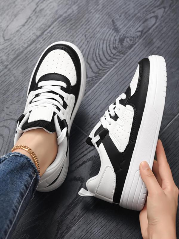 Women's Fashionable Lace Up Low Top Sneakers, Casual Sports Shoes for Training, Breathable Comfortable Non-slip Skate Walking Shoes Foot Wear for Women & Girls Fall