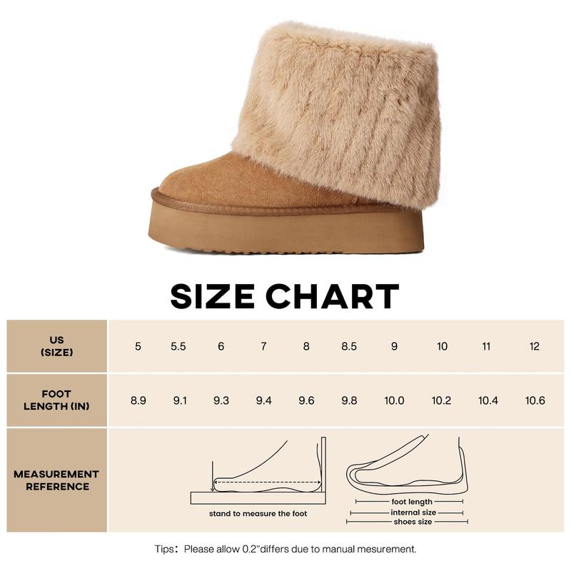 Platform Fur Boots for Women Ankle Boots with Faux Fur, Fuzzy Lining, Warm Winter Boots with Anti-Slip Sole for Indoor Outdoor Use slippers for women Christmas Gifts for Girlfriends and Family