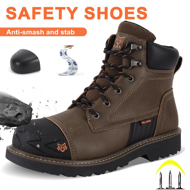 Steel Toe Safety Work Boot for Men Slip Resistant Puncture 6 Inch For Industrial Construction Outdoor botas de trabajo para hombre Boy Closed