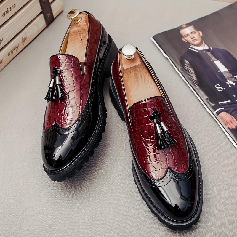 Men's Trendy Retro Tassel Loafer Shoes, Non Slip Low Top Slip On Men's Shoes, Outdoor Indoor Wedding Party Business Trip