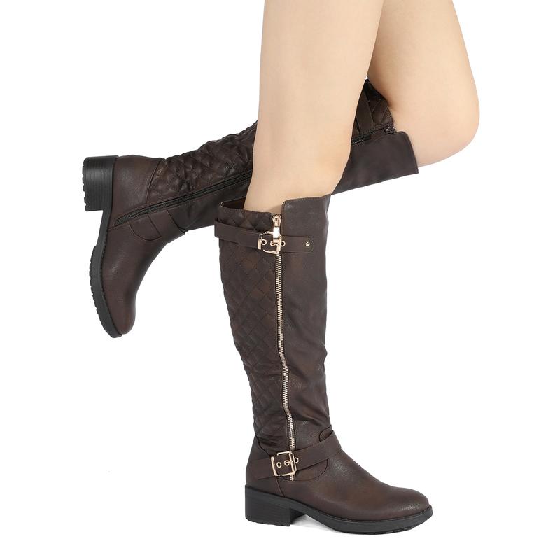 Restock！Dream Pairs Women's Stylish Knee High Riding Boots with Wide Calf Circumference