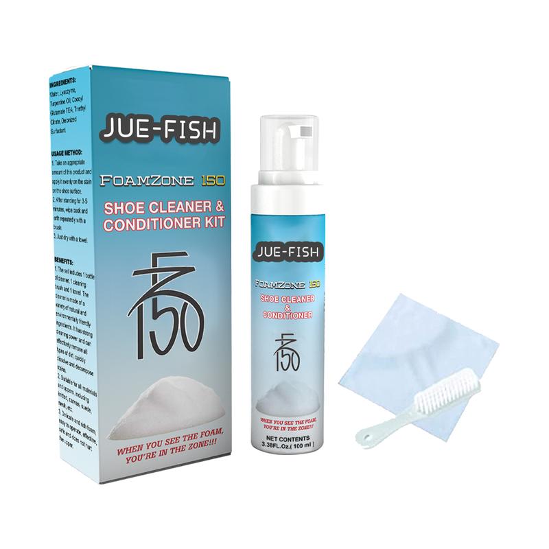 Jue-Fish Shoe Cleaner & Conditioner Kit, Small White Shoes Clean Stains Yellow Edge Brightening White Portable Whitening Agent Footwear Comfort Bedroom Walking Tactical