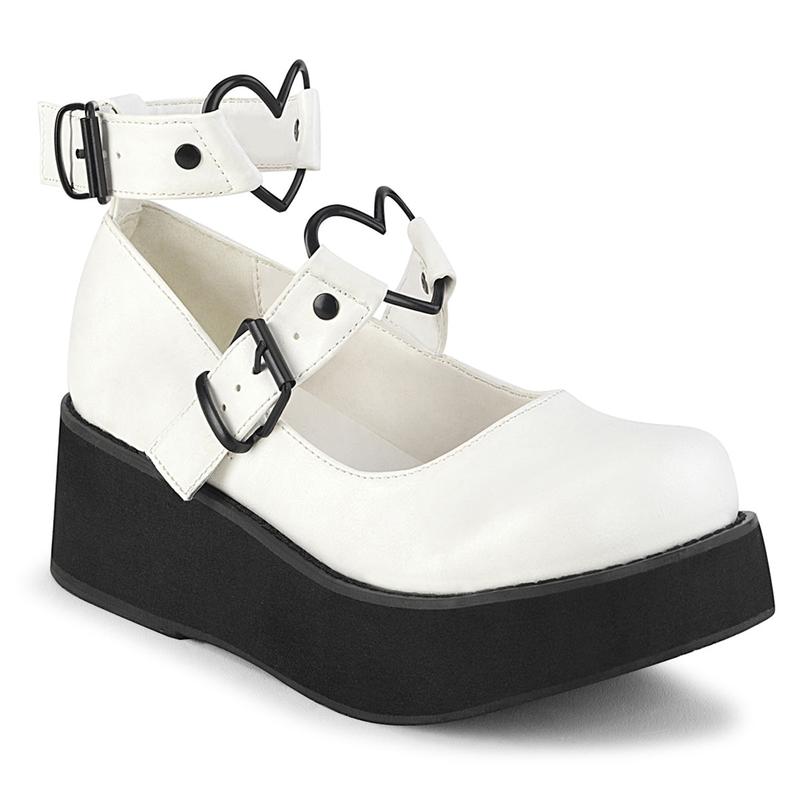 Demonia Sprite-02 White Vegan Leather Platforms