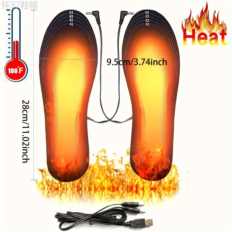 2PCS USB Heated Electric Foot Warming Insoles - Winter Outdoor Sports Heating Pads for Sizes 35-44, Cut-to-Fit Design for Comfortable Warmth Footwear Shoe Tactical Bathroom