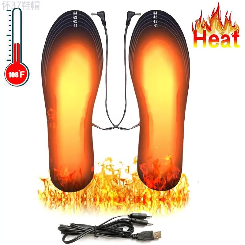 2PCS USB Heated Electric Foot Warming Insoles - Winter Outdoor Sports Heating Pads for Sizes 35-44, Cut-to-Fit Design for Comfortable Warmth Footwear Shoe Tactical Bathroom