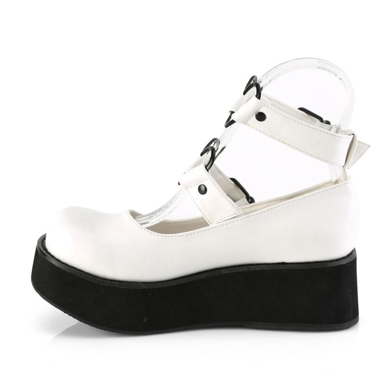 Demonia Sprite-02 White Vegan Leather Platforms