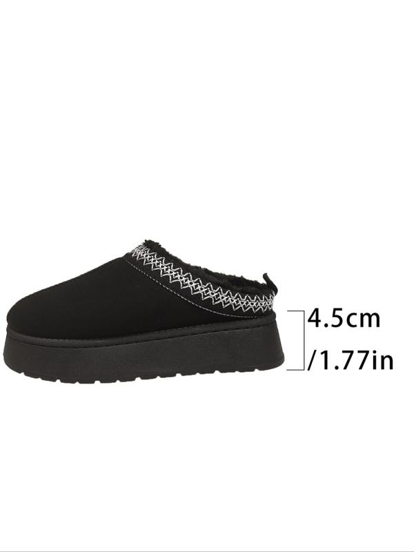 Women's Solid Color Plush Warm Platform Slippers, Casual Comfortable Home Slippers, Non-slip Soft Slippers for Indoor & Outdoor Wear