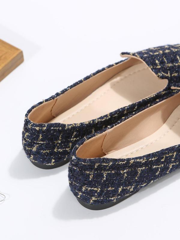 Minimalist Temperament Tweed Pointed Toe Flats, Elegant Colorblock Slip on Flats, New Fashion Designer Shoes for Daily Wear