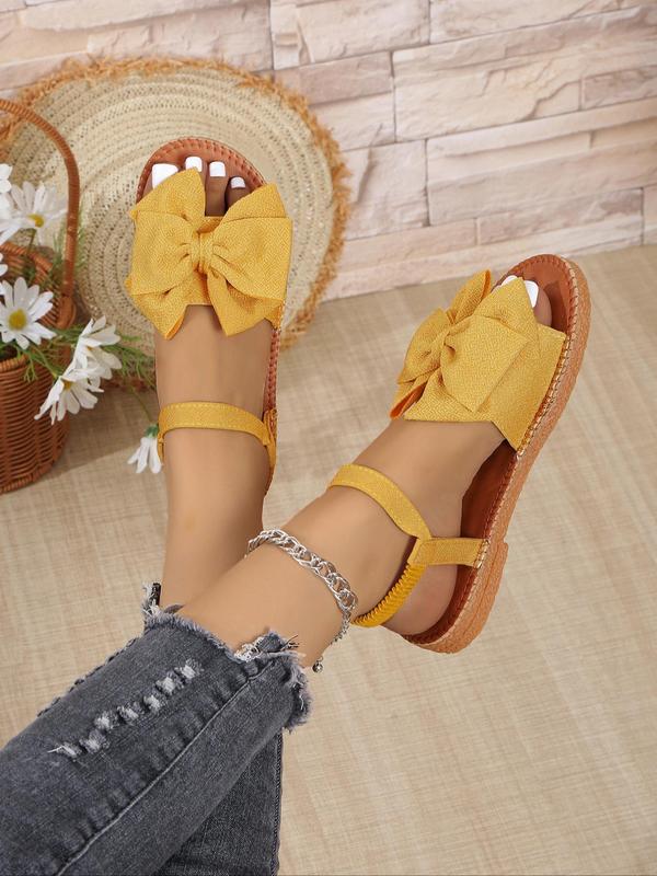 Women's Fashionable Bowknot Design Flat Sandals, Soft Oxford Bottom Slingback Sandals for Summer 2024, Casual Lightweight Breathable Comfortable Shoes for Daily Wear